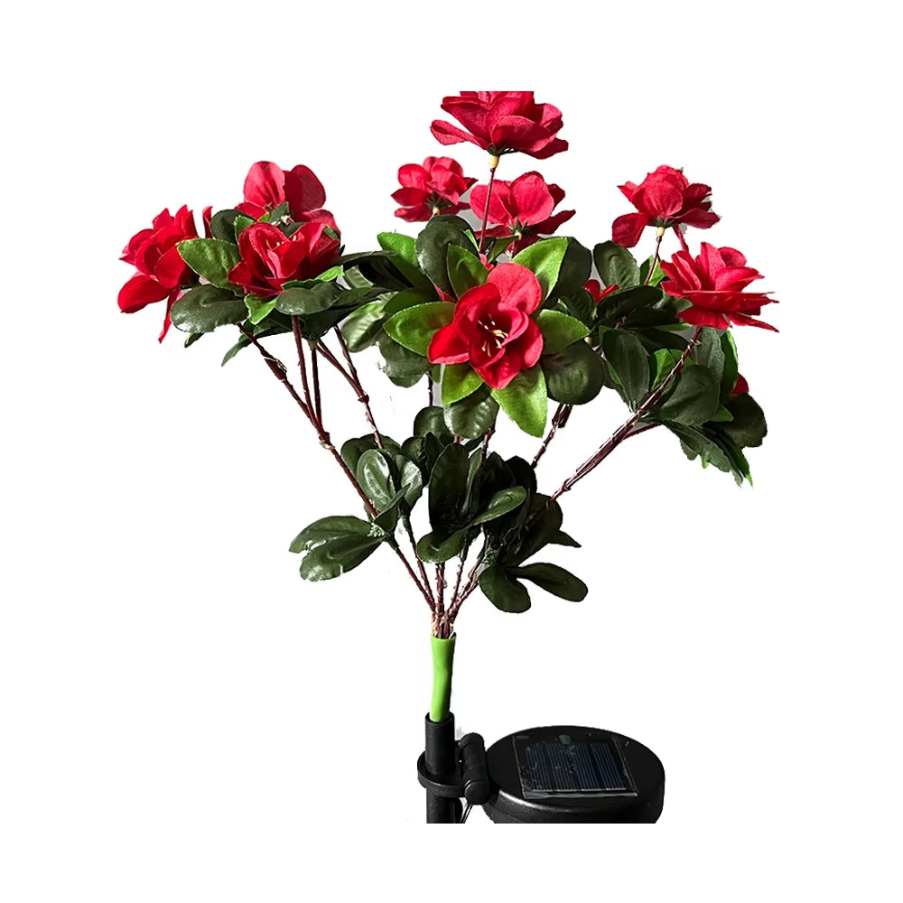 LED Azalea Solar Flowers Lights Solar Garden Lights Outdoor Decorative IP65 Waterproof for Pathway Patio Lawn Backyard Gifts
