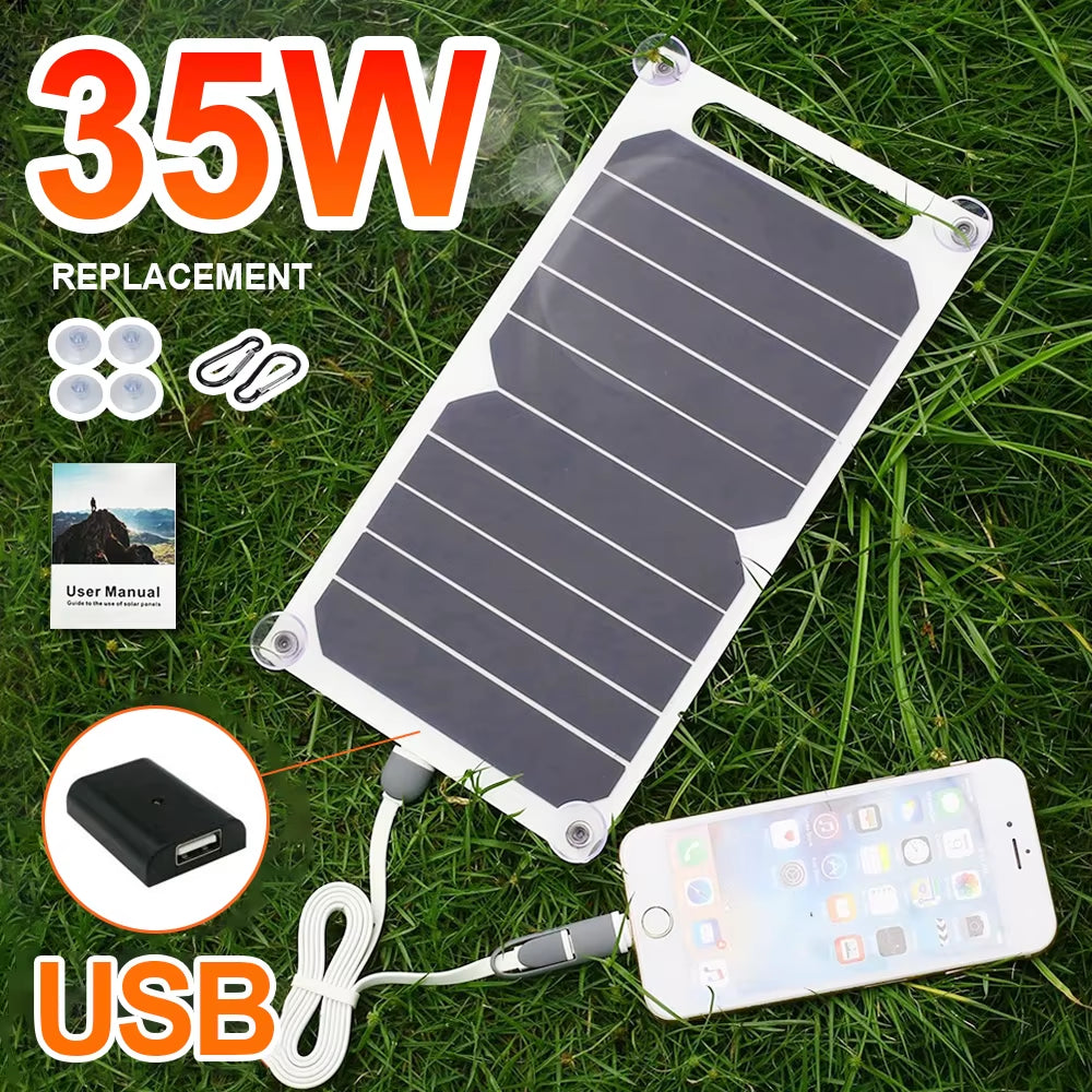 35W Sunpower Portable Solar Panel 5V Solar Plate Withusb Safe Stabilize Charger Forpower Bank Phone Outdoor Camping Home RV Gift