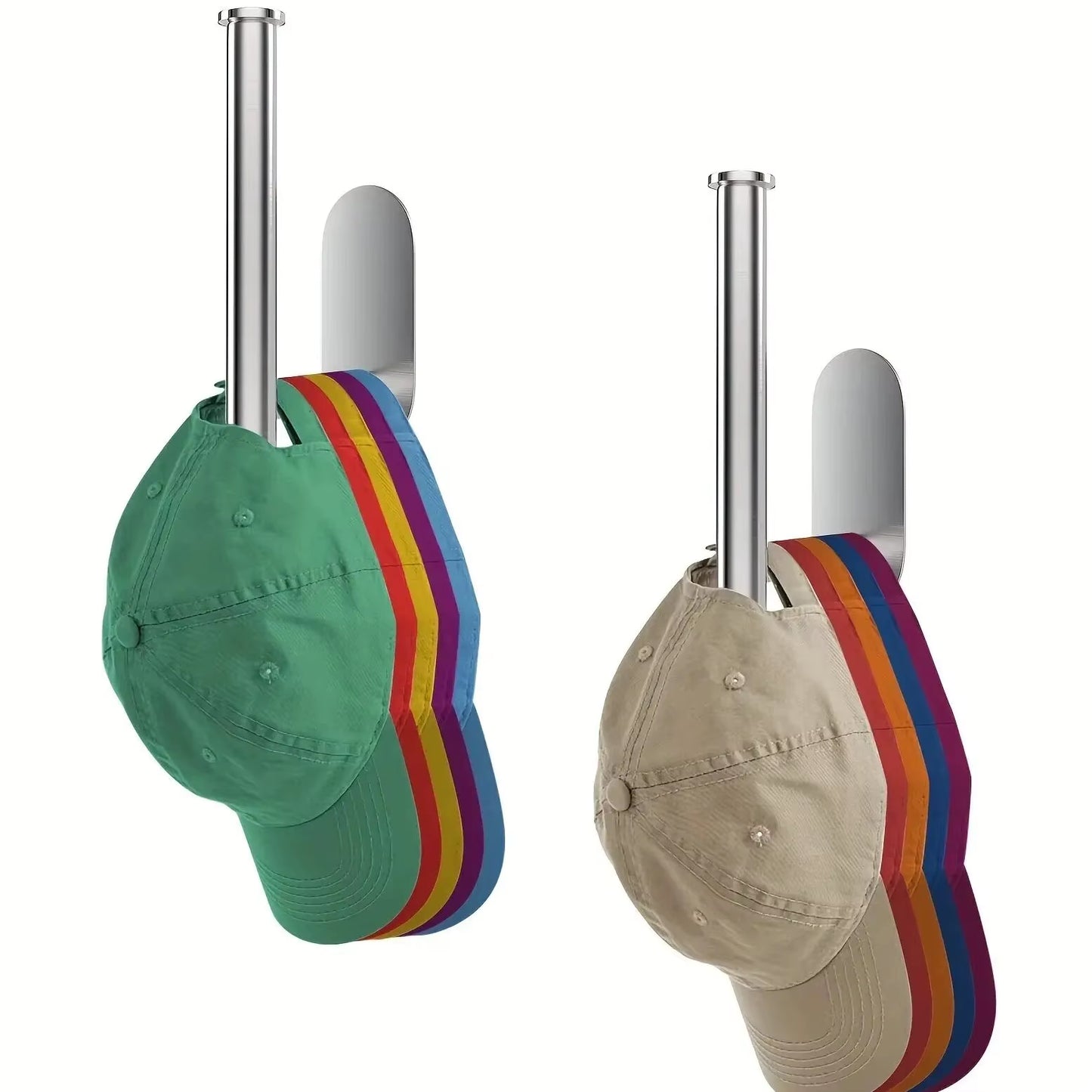 1Pc Stainless Steel Baseball Cap Hanger - Wall Mounted Hat Organizer with Punch-Free Design