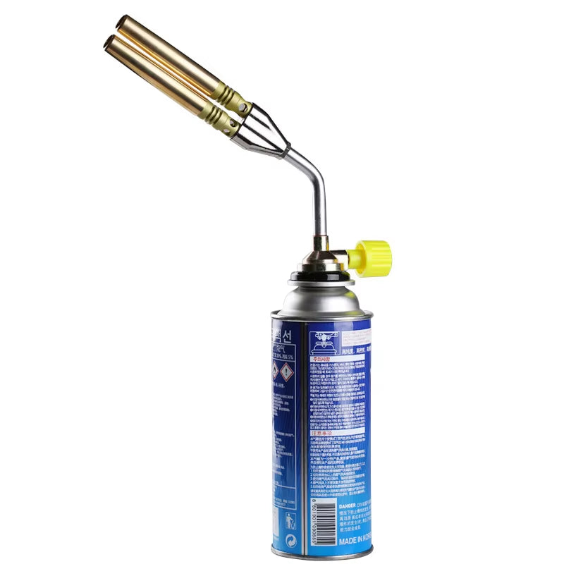 Double Tube Welding Torch Flame Gas Torch Lighter Butane Burner Outdoor Camping BBQ Ignition Flamethrower Grill Tool