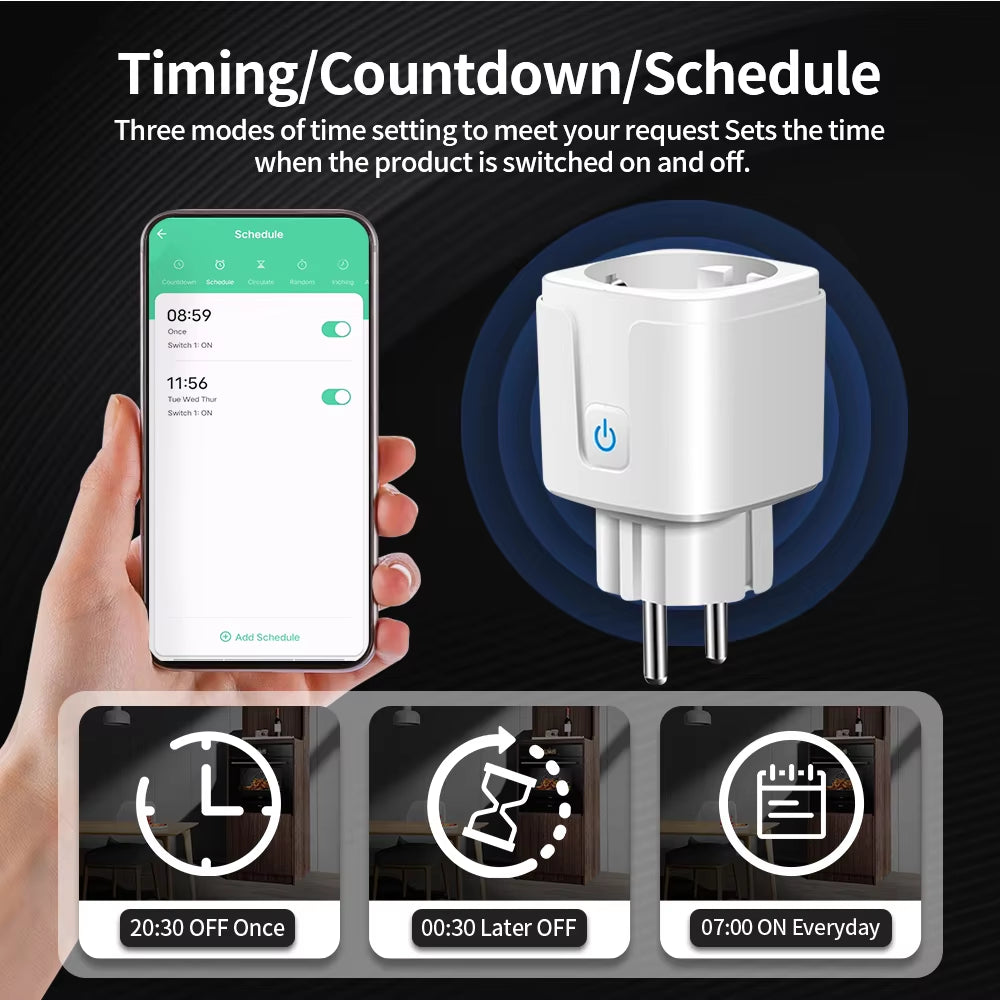 TNCE TUYA Smart Plug Wifi/Zigbee Socket EU 16A/20A with Power Monitor Timing Function Voice Control Works with Alexa Googlehome