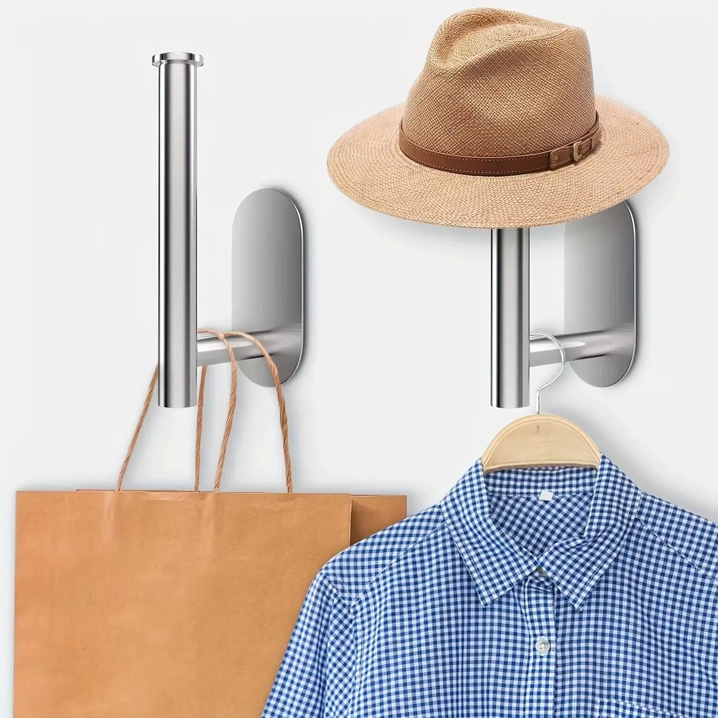 1Pc Stainless Steel Baseball Cap Hanger - Wall Mounted Hat Organizer with Punch-Free Design