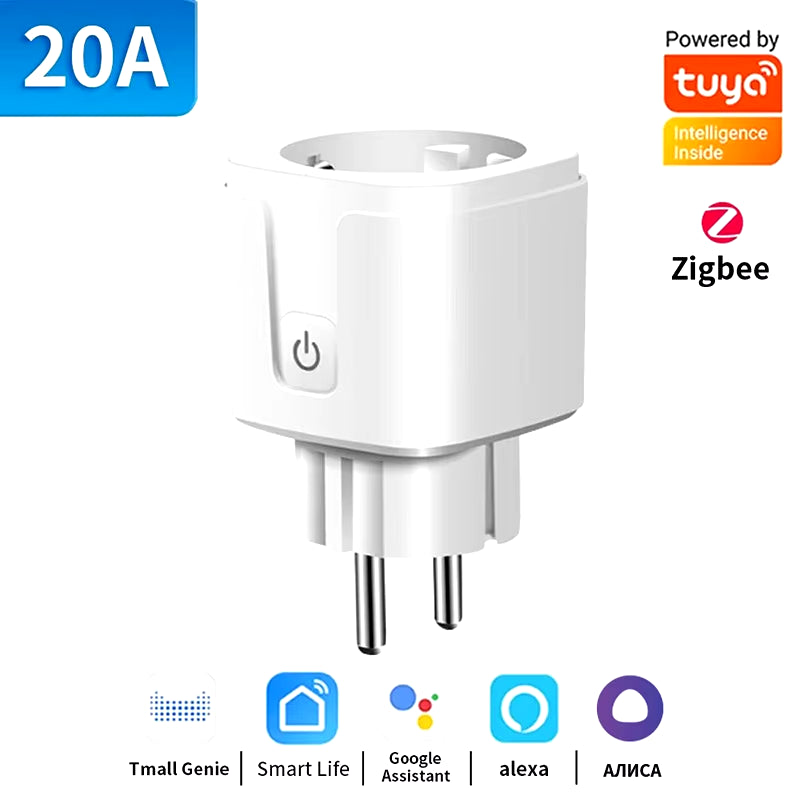TNCE TUYA Smart Plug Wifi/Zigbee Socket EU 16A/20A with Power Monitor Timing Function Voice Control Works with Alexa Googlehome
