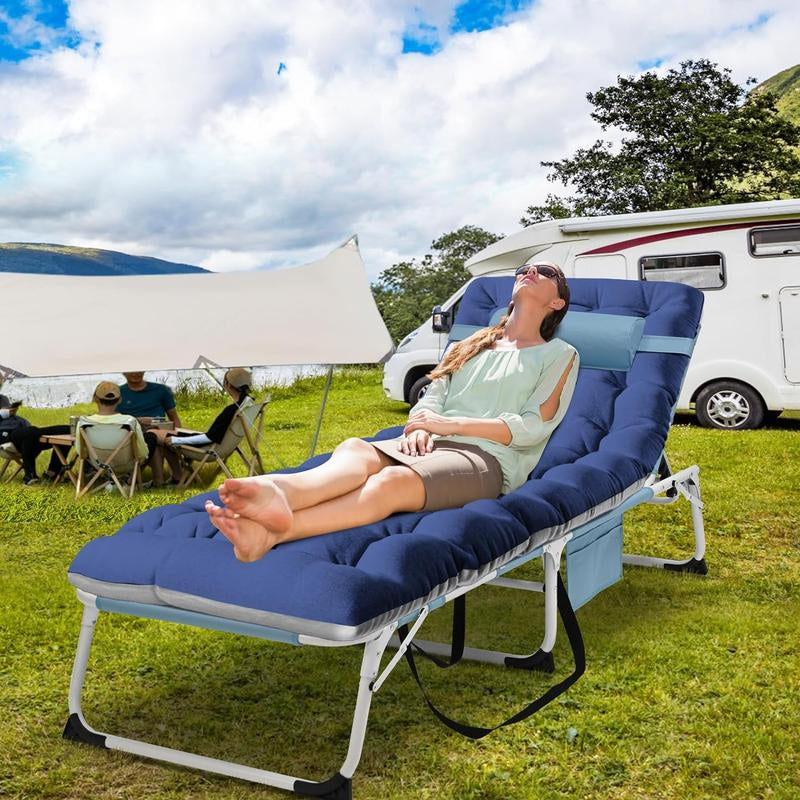 Docred Heavy Duty Tanning Chair with Face Hole, Adjustable 5-Position Recliner Detachable Pillow for Outside, Portable Lay Flat Beach Lounge Chair for Outdoor Sunbathing Beach Pool Lawn Camping