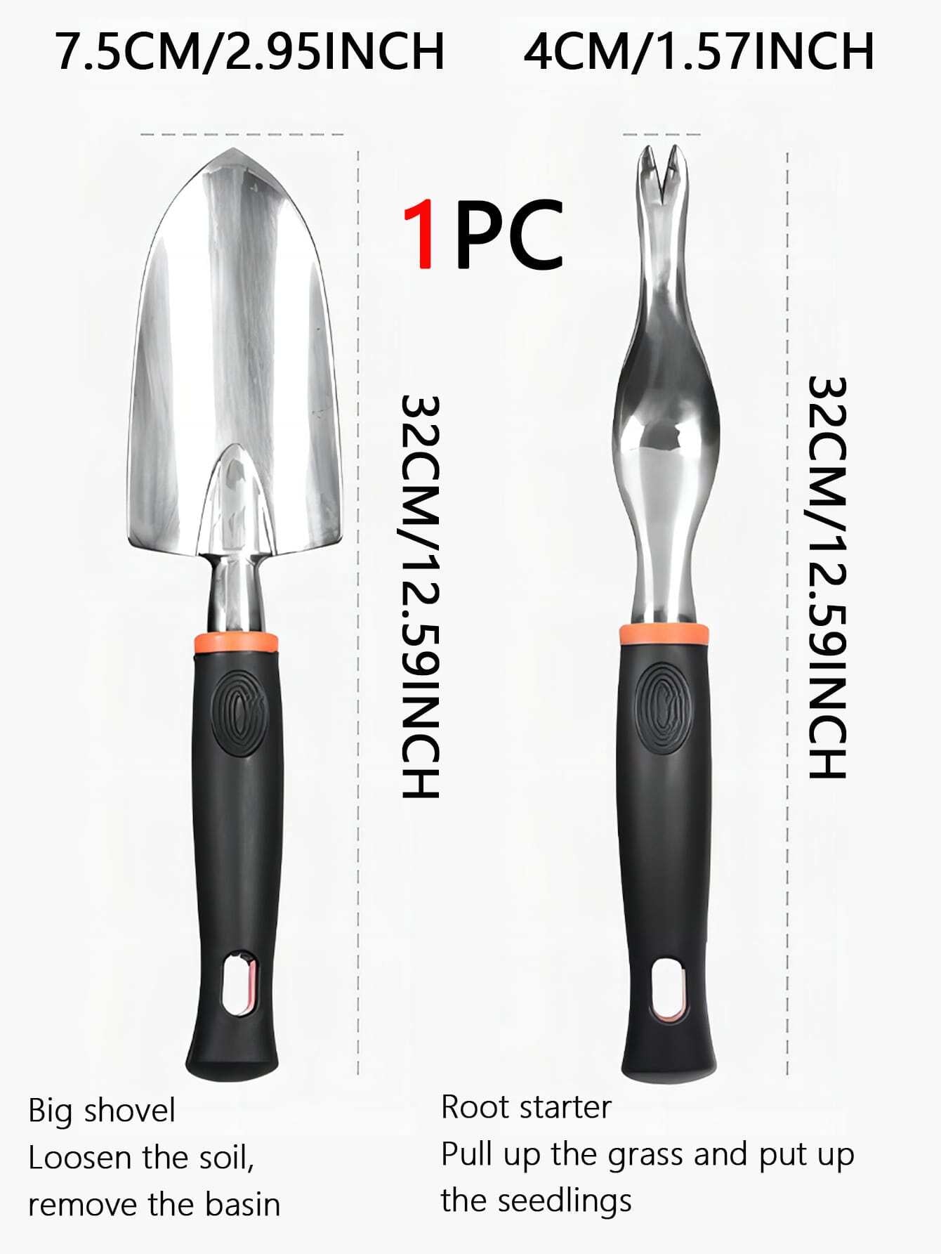 8Pcs/Set Stainless Steel Garden Tool Set with Silicone Dual-Color Handle, Suitable for Gardening/Outdoor Camping