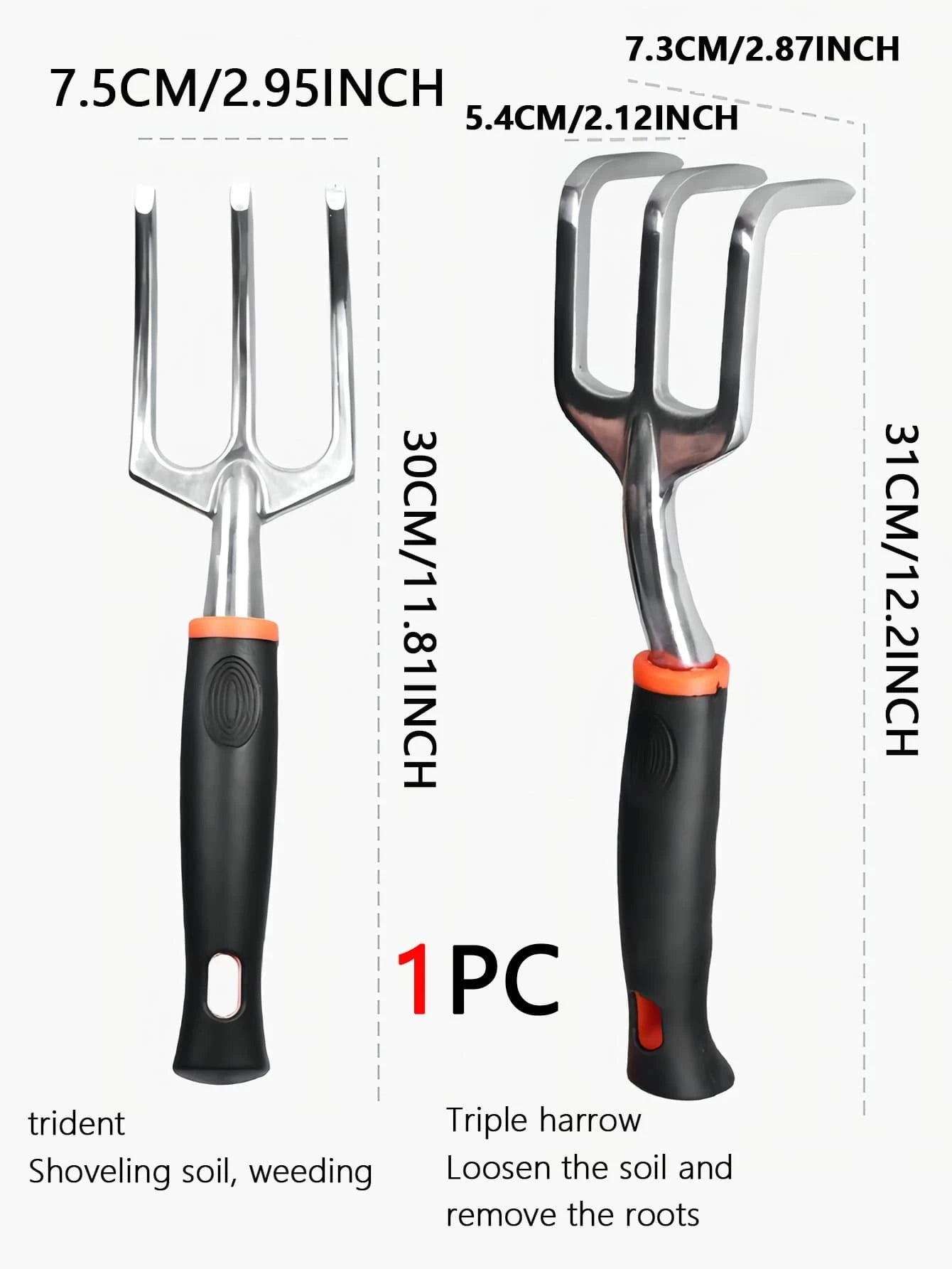 8Pcs/Set Stainless Steel Garden Tool Set with Silicone Dual-Color Handle, Suitable for Gardening/Outdoor Camping