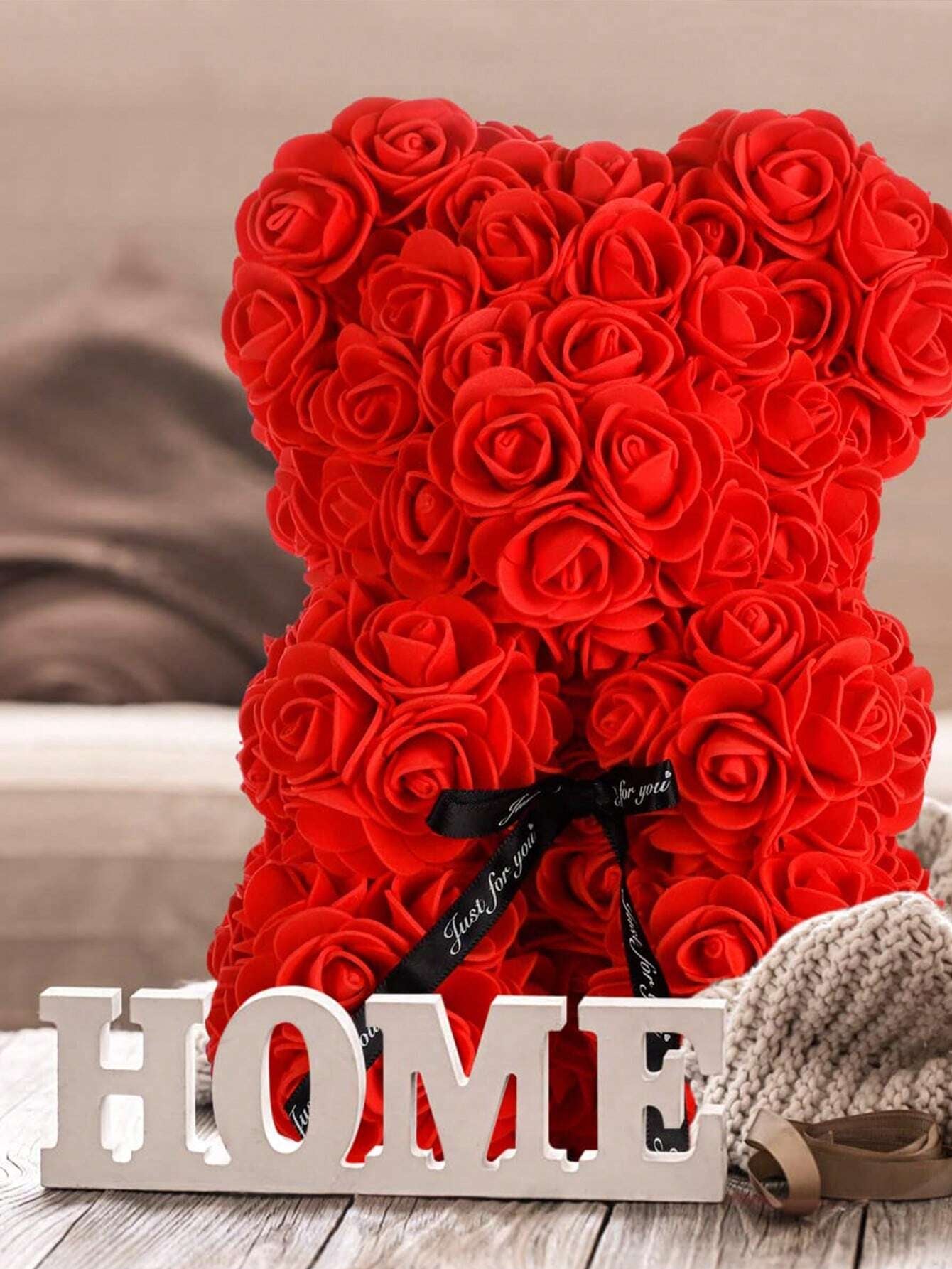 Eternal Rose Bear Valentine'S Day Gift PE Foam Flower Bear Creative Embrace Rose Bear, Table Decoration,Centerpieces,Artificial Flowers,Plastic Flowers
