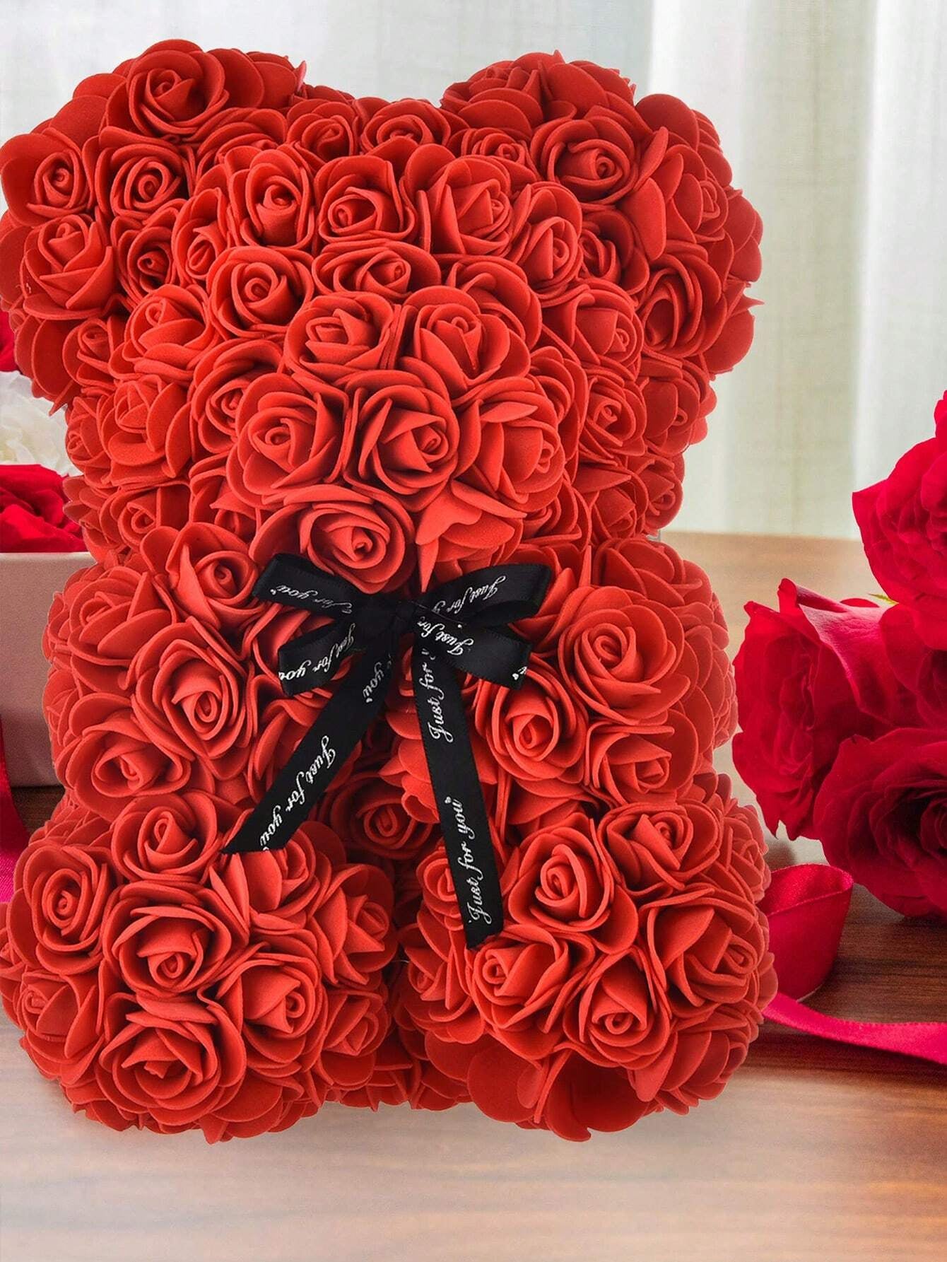 Eternal Rose Bear Valentine'S Day Gift PE Foam Flower Bear Creative Embrace Rose Bear, Table Decoration,Centerpieces,Artificial Flowers,Plastic Flowers