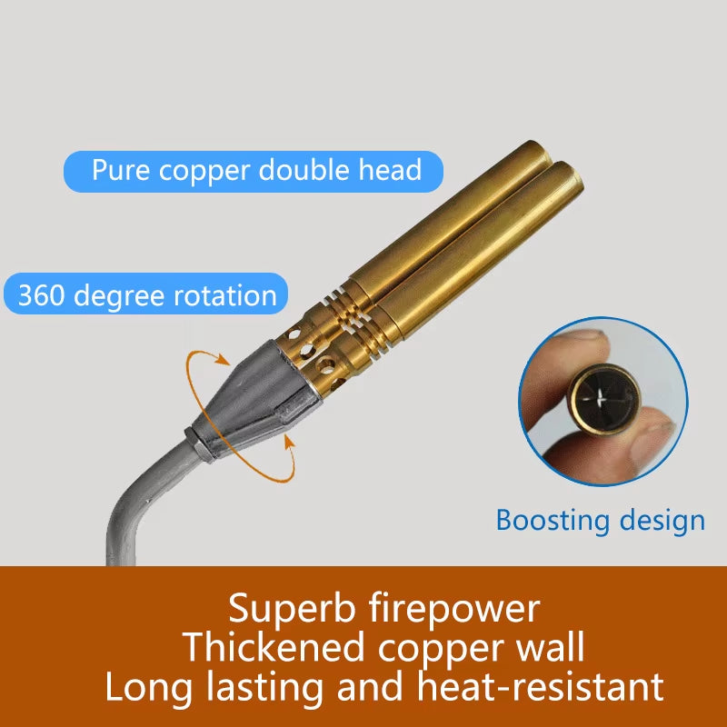 Double Tube Welding Torch Flame Gas Torch Lighter Butane Burner Outdoor Camping BBQ Ignition Flamethrower Grill Tool