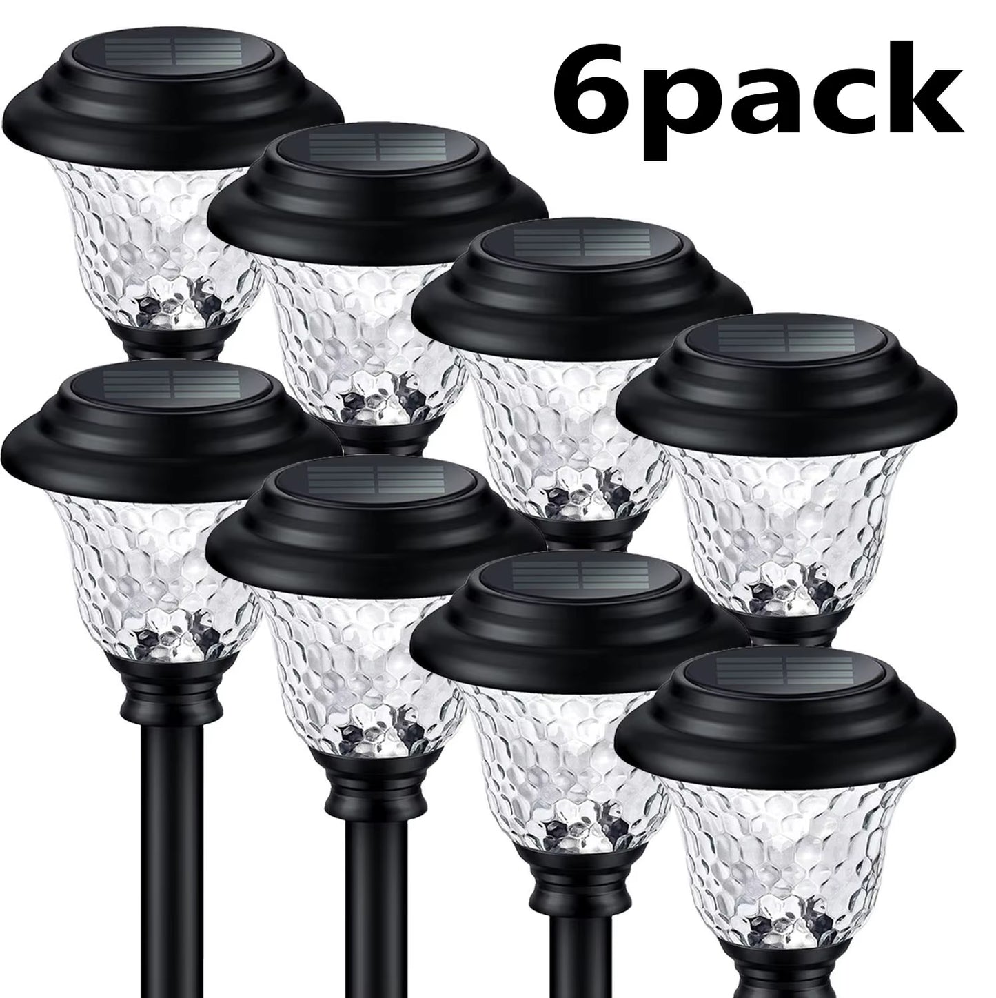 Outdoor Solar Pathway Lights 6Pack Stainless Steel Solar Garden Lights Auto on off Path Lights Landscape Lighting