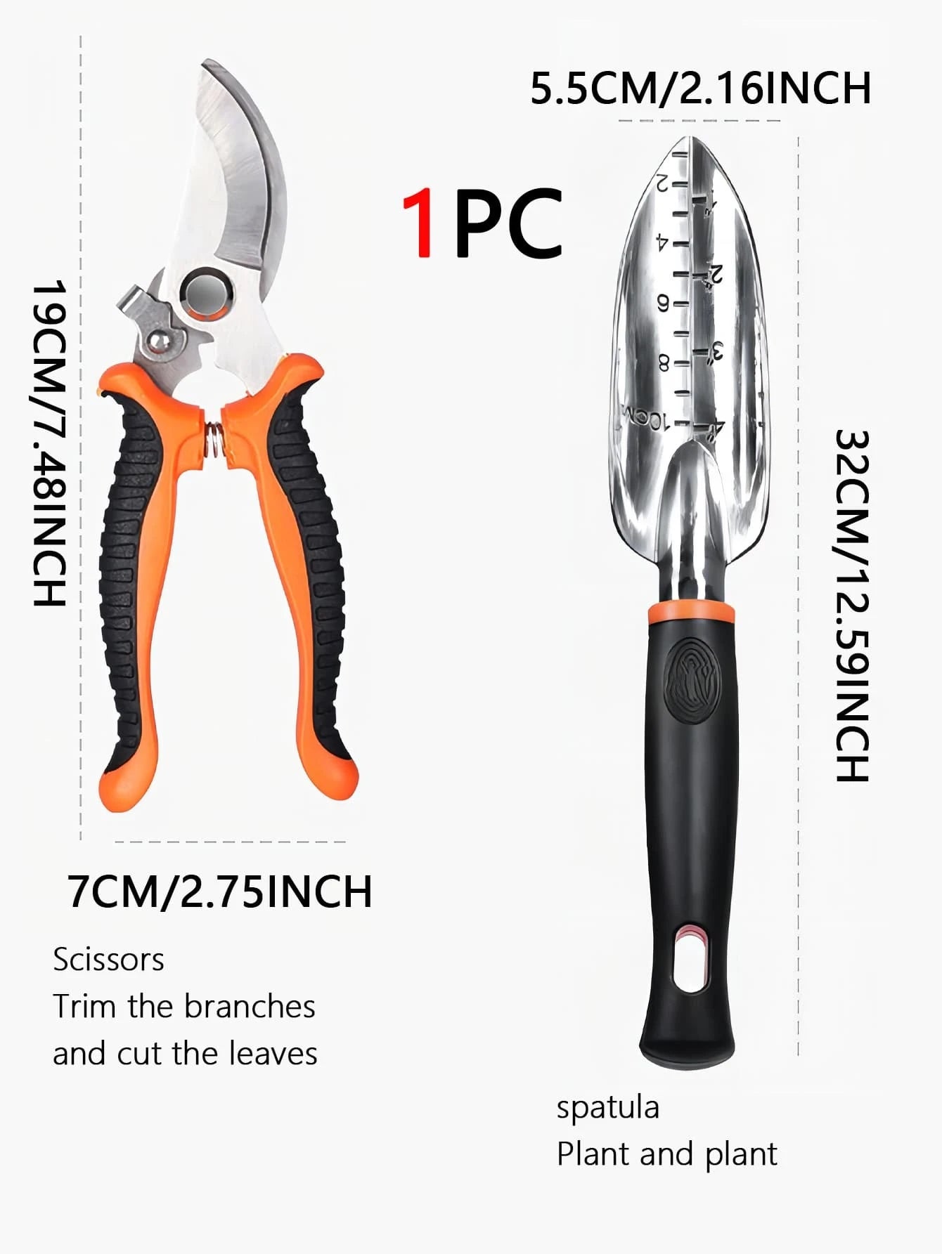 8Pcs/Set Stainless Steel Garden Tool Set with Silicone Dual-Color Handle, Suitable for Gardening/Outdoor Camping