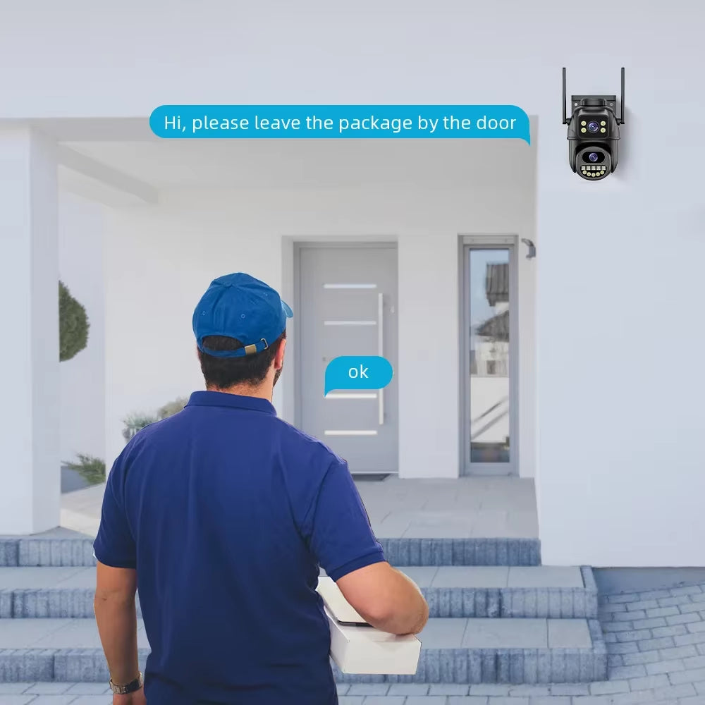 4K 8MP Wifi Surveillance Camera, Dual Lens, 4X Digital Zoom, AI Human Detect, ONVIF, Outdoor Security PTZ IP Cameras