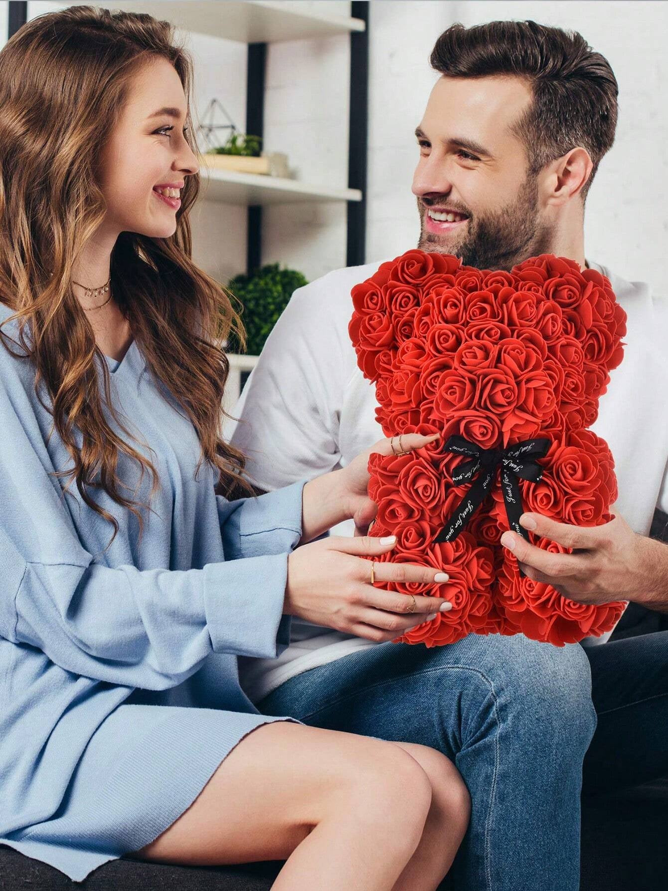 Eternal Rose Bear Valentine'S Day Gift PE Foam Flower Bear Creative Embrace Rose Bear, Table Decoration,Centerpieces,Artificial Flowers,Plastic Flowers