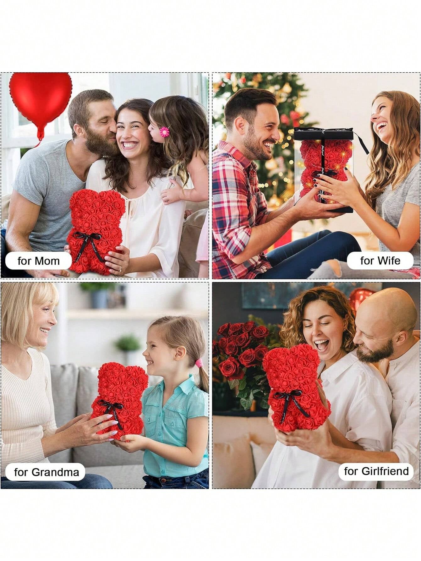 Eternal Rose Bear Valentine'S Day Gift PE Foam Flower Bear Creative Embrace Rose Bear, Table Decoration,Centerpieces,Artificial Flowers,Plastic Flowers