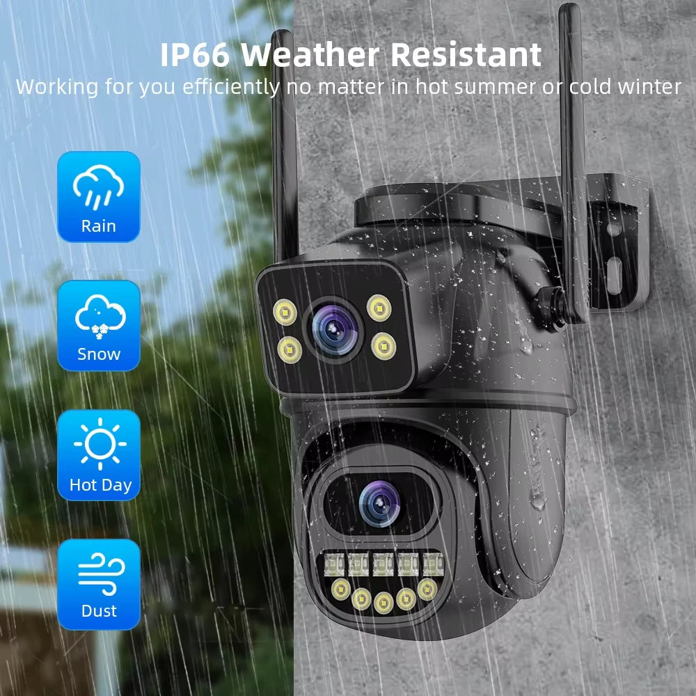 4K 8MP Wifi Surveillance Camera, Dual Lens, 4X Digital Zoom, AI Human Detect, ONVIF, Outdoor Security PTZ IP Cameras