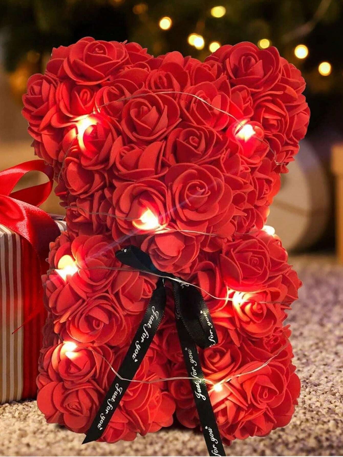 Eternal Rose Bear Valentine'S Day Gift PE Foam Flower Bear Creative Embrace Rose Bear, Table Decoration,Centerpieces,Artificial Flowers,Plastic Flowers