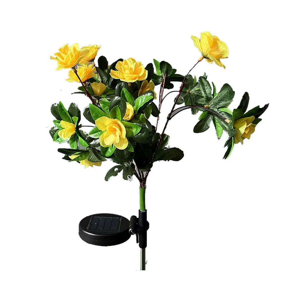 LED Azalea Solar Flowers Lights Solar Garden Lights Outdoor Decorative IP65 Waterproof for Pathway Patio Lawn Backyard Gifts