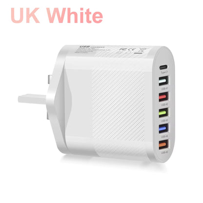 6 Ports USB Type C Charger PD Fast Charging Adapter Quick Charge3.0 for Iphone Samsung Xiaomi Huawei Phone Wall Charger Plug #3