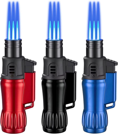 3Pcs Jet Flame Torch Lighter Windproof Design Refillable Butane Gas, Jet Triple Flame for Outdoor Indoor Gifts(Without Butane)