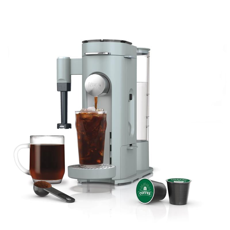 Ninja PB051 & Pb055Pods & Grounds Specialty Single-Serve Coffee Maker, K-Cup Pod Compatible, Built-In Milk Frother, 6-Oz. Cup to 24-Oz. Travel Mug Sizes, Iced Coffee Maker