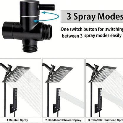 Stainless Steel Shower Head Set, 1 Set Rainfall Shower Head & Handheld Shower Head Set with Accessories, Bathroom Accessories, Home Essentials