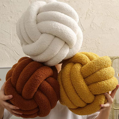 Knot Ball round Throw Pillows Home Decor Soft Couch Bench Cushion Velvet Knot Pillows on Lounge Chair Backrest Pad Throw Pillows