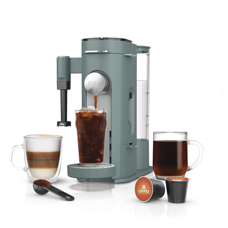 Ninja PB051 & Pb055Pods & Grounds Specialty Single-Serve Coffee Maker, K-Cup Pod Compatible, Built-In Milk Frother, 6-Oz. Cup to 24-Oz. Travel Mug Sizes, Iced Coffee Maker