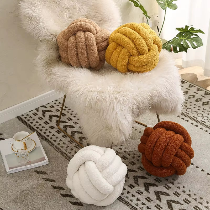 Knot Ball round Throw Pillows Home Decor Soft Couch Bench Cushion Velvet Knot Pillows on Lounge Chair Backrest Pad Throw Pillows