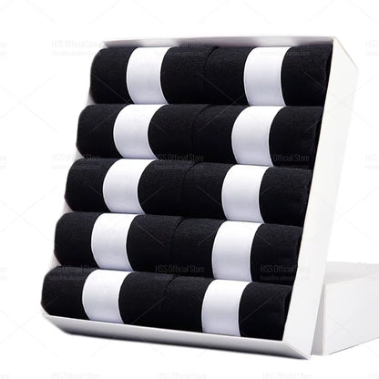 HSS 5/10 Pairs Men'S Cotton Blend Socks Black Business Men Socks Soft Breathable Summer Winter for Male Socks plus Size (6.5-14)