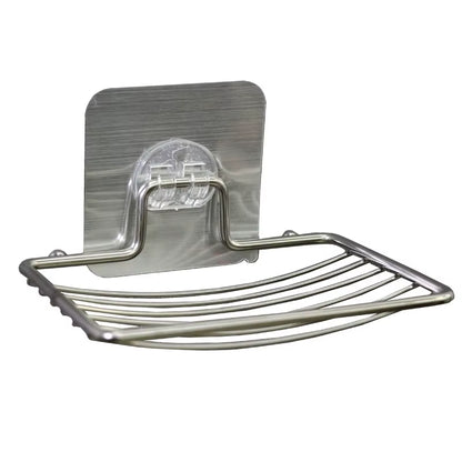 1Pc-Stainless Steel Soap Rack Punch-Free Nail-Free Bathroom Single Layer Drain Wall Hanging Sucker Soap Box Light Luxury Shelf