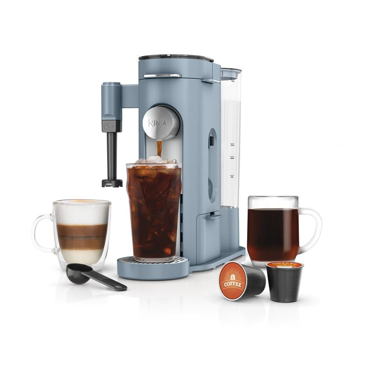 Ninja PB051 & Pb055Pods & Grounds Specialty Single-Serve Coffee Maker, K-Cup Pod Compatible, Built-In Milk Frother, 6-Oz. Cup to 24-Oz. Travel Mug Sizes, Iced Coffee Maker