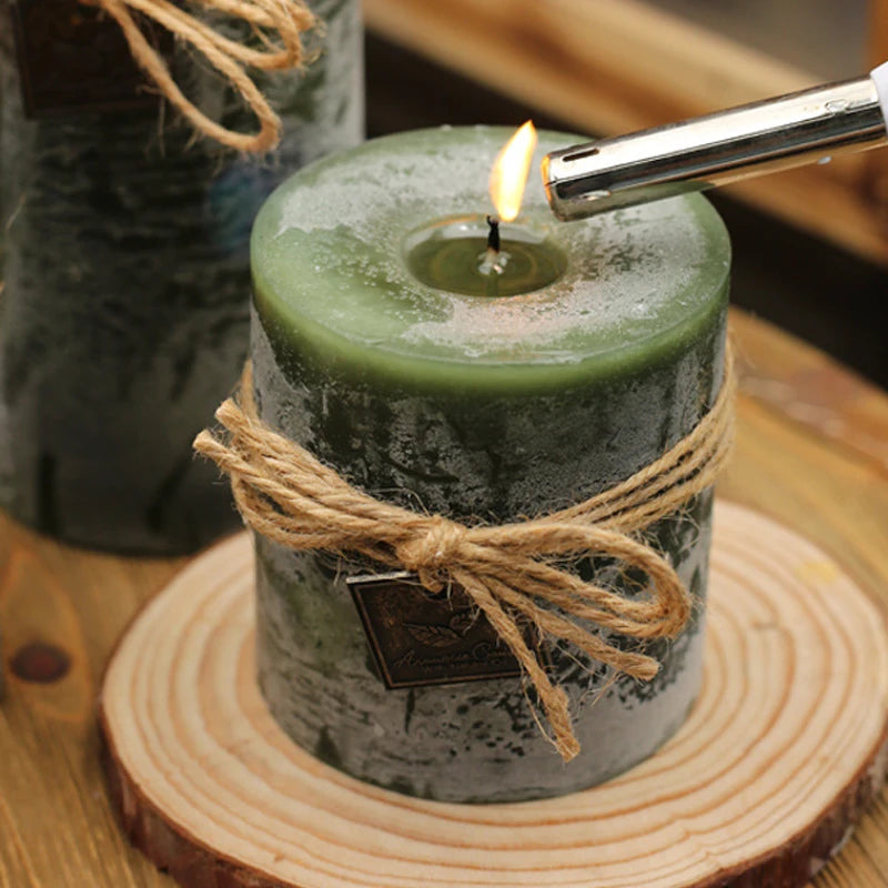 Green Scented Candles Pillar Wax Candles Smokeless Essential Oil Aromatherapy Candle Herbal Fragrance Home Decoration