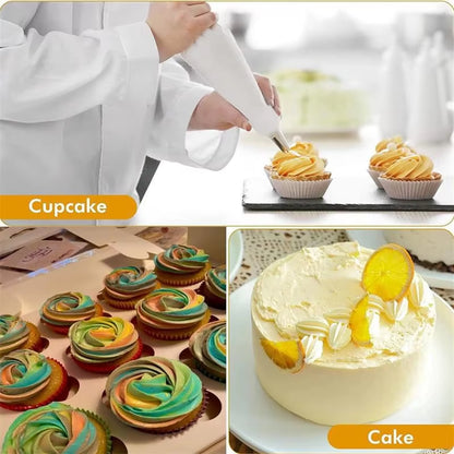 Silicone Piping Bags and Tips Set Cake DIY Decorating Kit with Stainless Steel Nozzle Reusable Silicone Pastry Baking Tool