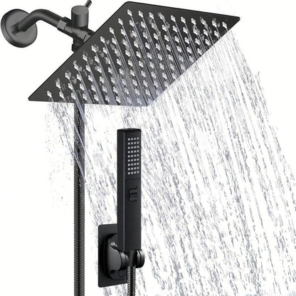Stainless Steel Shower Head Set, 1 Set Rainfall Shower Head & Handheld Shower Head Set with Accessories, Bathroom Accessories, Home Essentials