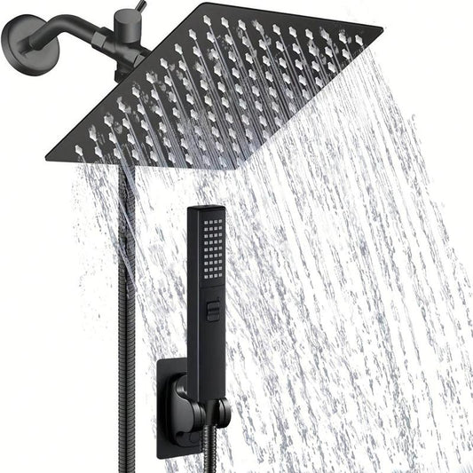 Stainless Steel Shower Head Set, 1 Set Rainfall Shower Head & Handheld Shower Head Set with Accessories, Bathroom Accessories, Home Essentials