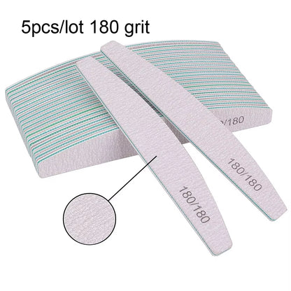 5/10Pcs Professional Nail File 150/180 Sandpaper Strong Thick Nail Files Sanding Half Moon Lime Nail Accessories and Tools
