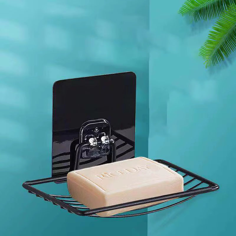 1Pc-Stainless Steel Soap Rack Punch-Free Nail-Free Bathroom Single Layer Drain Wall Hanging Sucker Soap Box Light Luxury Shelf