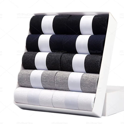 HSS 5/10 Pairs Men'S Cotton Blend Socks Black Business Men Socks Soft Breathable Summer Winter for Male Socks plus Size (6.5-14)
