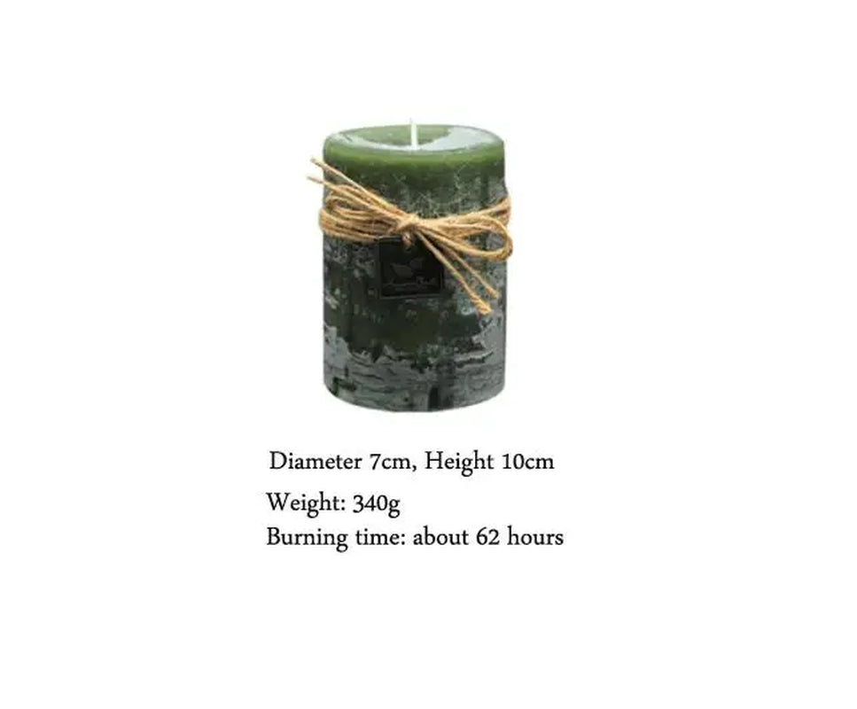 Green Scented Candles Pillar Wax Candles Smokeless Essential Oil Aromatherapy Candle Herbal Fragrance Home Decoration