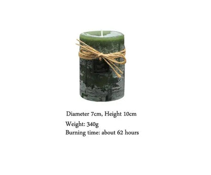 Green Scented Candles Pillar Wax Candles Smokeless Essential Oil Aromatherapy Candle Herbal Fragrance Home Decoration