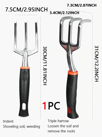 8Pcs/Set Stainless Steel Garden Tool Set with Silicone Dual-Color Handle, Suitable for Gardening/Outdoor Camping