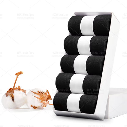 HSS 5/10 Pairs Men'S Cotton Blend Socks Black Business Men Socks Soft Breathable Summer Winter for Male Socks plus Size (6.5-14)