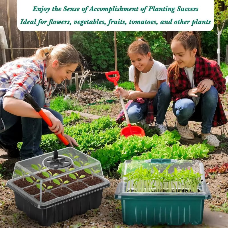 Seed Starter Tray with Grow Light Full Spectrum LED Grow Light Seedling Tray Greenhouse Plant Germination Trays Seed Starter Kit