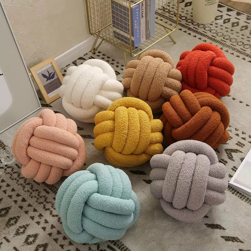 Knot Ball round Throw Pillows Home Decor Soft Couch Bench Cushion Velvet Knot Pillows on Lounge Chair Backrest Pad Throw Pillows