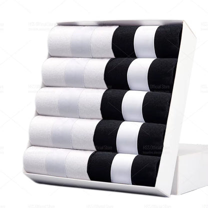 HSS 5/10 Pairs Men'S Cotton Blend Socks Black Business Men Socks Soft Breathable Summer Winter for Male Socks plus Size (6.5-14)
