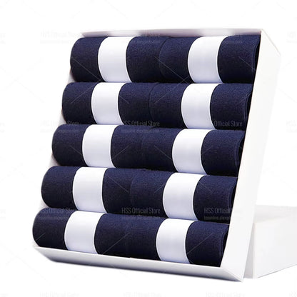 HSS 5/10 Pairs Men'S Cotton Blend Socks Black Business Men Socks Soft Breathable Summer Winter for Male Socks plus Size (6.5-14)