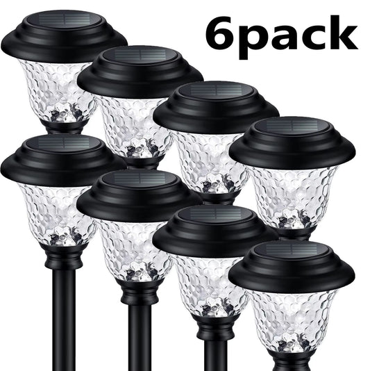 Outdoor Solar Pathway Lights 6Pack Stainless Steel Solar Garden Lights Auto on off Path Lights Landscape Lighting