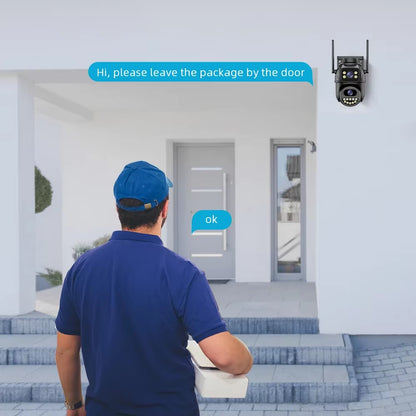 4K 8MP Wifi Surveillance Camera, Dual Lens, 4X Digital Zoom, AI Human Detect, ONVIF, Outdoor Security PTZ IP Cameras