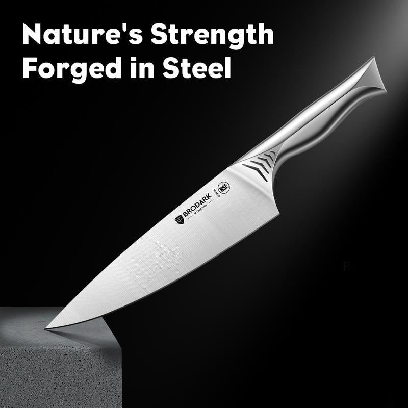 BRODARK Shark Series 15PCS Kitchen Knife Set with Block, Dishwasher Safe Knives Set for Kitchen NSF Certified German Stainless Steel Kitchen Cooking Knives Built-In Sharpener High Carbon Professional Chef Knife Steak Meat Boning Gifts for Men