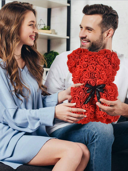 Eternal Rose Bear Valentine'S Day Gift PE Foam Flower Bear Creative Embrace Rose Bear, Table Decoration,Centerpieces,Artificial Flowers,Plastic Flowers